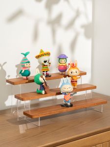 ชั้นวางโชว์ไม้แท้ชั้นวางโชว์โมเดลรถของเล่นของตั้งโชว์ตุ๊กตาตุ๊กตาชั้นวางไม้แท้ทรงสี่เหลี่ยมคางหมูสำหรับทำมือกล่องตาบอด