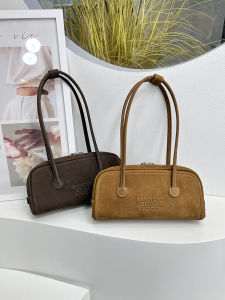 Savi Designer Womens Underarm Bowling Bag Soft Head Layer Leather Quirky Design Casual Shoulder Handbag Korean Style