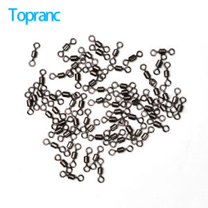 Topranc 100/102Pcs Fishing Swivels Rolling Swivels Rings Fishhooks Lure Connector for Fishing Accessories