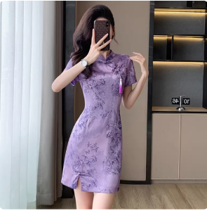 SUYE | Summer Cheongsam Skinny Short Womens Dress