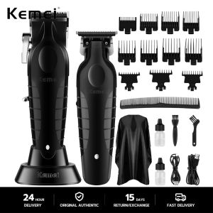 KEMEI Black Professional Hair Clippers and Trimmer Set Electric Hair Clippers for Men Cordless Barber Clippers T Blade Outliner Trimmer USB Rechargeable Haircut Clippers km-2296 km-2299