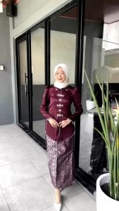 Terbaru!!! Alana One Set Baju Kurung Melayu Rok Songket Modern | Atasan Baju Kurung Wanita Kekinian | Baju Kondangan Setelan Wanita | Kebaya Pesta Mix Full Payet Bahan Satin Lembut Premium