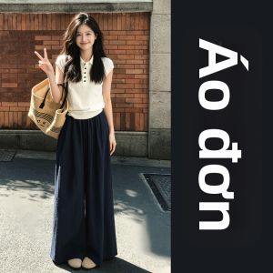 ZHENMANZI | Bộ Đồ Hè Phong Cách Hàn Quốc Áo Polo và Quần Ống Rộng
