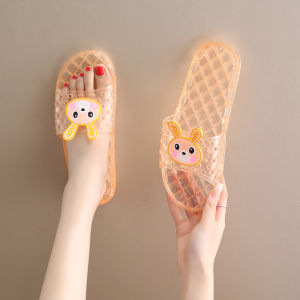 Non-Absorbent Non-Stinky Feet Crystal Transparent Slippers Womens Interior Home Deodorizing Filter Trendy Flip-Flops Flat Shoes Easiest for Match