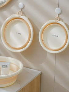 Citylife Collapsible Folding Basin Set - 3pcs Space Saving Portable Wash Tub with Hook Heat Resistant PP+TPE. Hang to Dry Fold to Store.