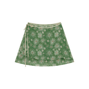 NIHAOKANONG | Chân Váy Mini A-Line Cao Waisted Hoa Văn