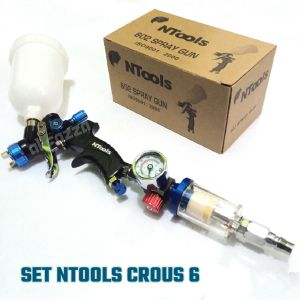Set Spray Gun NTools Mini 888 Dan Spray Gun Mini Crous 6 Nozzle 0.8 | 1.0 | 1.2 mm / Alat Semprot cat kompresor