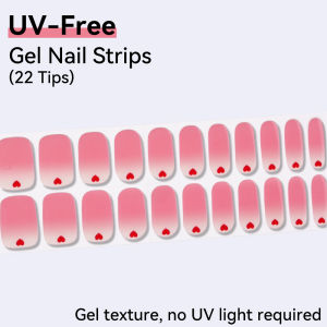22Tips Baking-Free Wraps Fast Gel Nail Sticker Solid Colors With Glitter Powder Nail Gel Adhesive Full Cover Gel Nail Decals