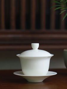 Bát Đậy Sứ Trắng Cỡ Lớn Không Bỏng Mini Bộ Trà Công Phu Bằng Sứ Trắng Nguyên Chất Bộ Đồ Ăn Uống Bằng Sứ Thủ Công