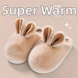 Rabbit Furry Womens Indoor Slippers Autumn Winter