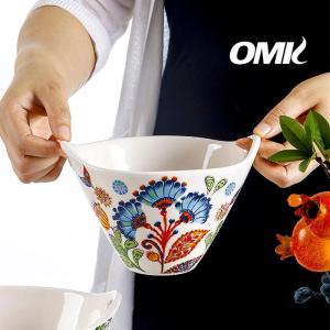 OMK American Ceramic Double Handled Salad Bowl 680ML instant noodle bowl