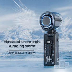 High-Speed Portable Handheld Fan with LED Light Adjustable Turbo and Foldable Design