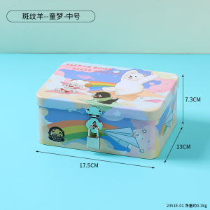 Halloween Desktop Storage Box Striped Sheep with Lock and Black Fish Tinplate Box Privacy Collection Kids Treasure Chest