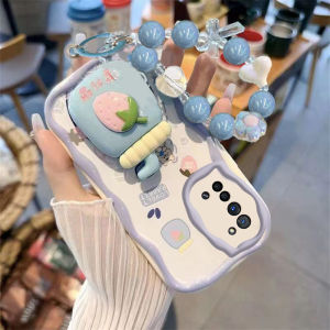 Creative Oppo K7x Silicone Phone Case Strawberry Juice Pattern Womens Full Edge Protection Anti-Fall Cute Cartoon Design