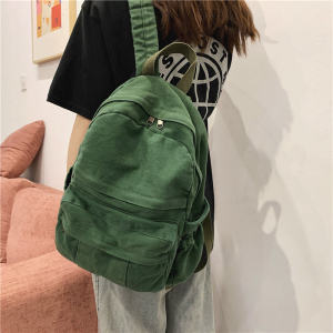Large Capacity Canvas School Backpack for Girls Retro Simple High School Student Bag Korean Fashion Trend Campus Backpack