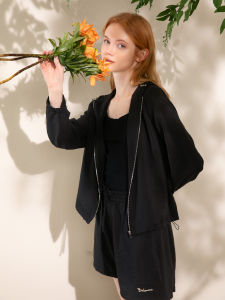 Miccbeirn | Spring Fashion Casual Womens Short Coat Loose Fit Hooded Lightweight Sporty Commute Windproof Pure Color Versatile Outerwear