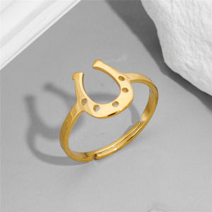 Simple U-Shaped Women Ring Stainless Steel Gold Color Horseshoe Geometric Finger Rings Lucky Jewelry Birthday Gift for Friends
