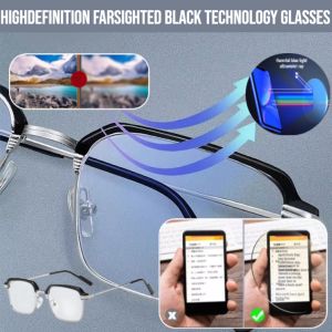 Business Mens Highdefinition Farsighted Black Technology Glasses Anti Blue Light Reading Glasses Eyeglasses Auto Focus Ultra-Light