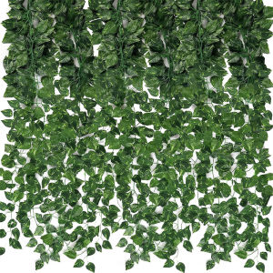 4/8/12M Artificial Plant Green Ivy Leaf Garland Fake Plant Creeper Hanging Vine Outdoor DIY Garden Wall Wedding Party Home Decor