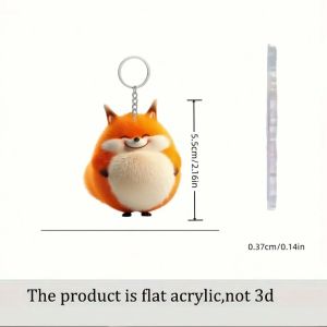 Cute Acrylic Fox Keychain - 2D Pattern Perfect for Thanksgiving Backpack DIY Holiday Pendant Round Buckle Easy to Install