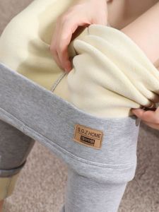 Womens Fleece Lined High Waist Trousers Grey Slimming Versatile Warm Pants Tight Fit Casual Long Pants Autumn Winter plus Size