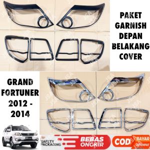 Paket Garnish Lampu Depan Belakang Grand Fortuner 2012 2013 2014 2015 Hitam Chrome .