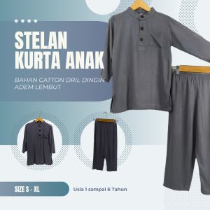 Grosir / Murah / Terlaris / Setelan Baju Koko Kurta Gamis Anak Lengan Panjang Anak Bahan Catton Twil