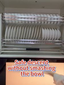 SOFTHOME 304 Stainless Steel Kitchen Dishes Drainer Rack Pull Down Plate Organizer Dishes Storage