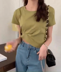 Muuv-It Women T-shirt Short-sleeved Crew Neck T-shirt Female Summer New Slim Cotton Women Top Wild Bottoming Shirt