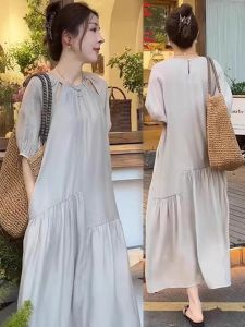 Shalldoer | Lace Hollow Short Sleeve Spliced Slim Long Dress