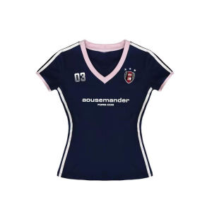 🦋VEVE Korean Style V Neck Stripe Short Sleeve T-shirt Women New Style 2024