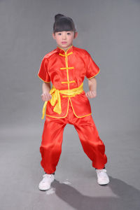 Childrens Martial Arts Training Clothes Short Sleeve Tai Chi Kung Fu Training Suit Elementary School Performance Costume Set