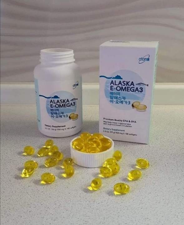 Fish Oil Atomy Alaska eomega 3 ผลิตภัณฑ์เสริมอาหารน้ำมันปลา 180 แคปซูล