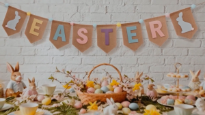 Dây cờ trang trí lễ phục sinh nhiều màu đẹp Easter Banner lps12