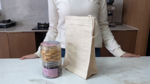 Krisnatex Tas Hampers Kanvas Natural Polos - Bekal Lunch Bag Tote Tempat Makan Hamper Canvas