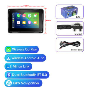 6.86 Motorcycle DVR GPS navigator Dash Cam Wireless Carplay Android Auto IP67 Waterproof Moto Front Rear Camera Dual Bluetooth