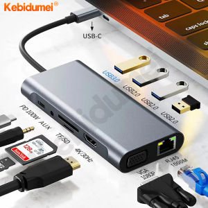 Kebidumei USB C Hub 11 in 1 USB C Hub Type C To 4K HDMI-compatible Adapter with RJ45 SD/TF Card Reader PD Fast Charge for Notebook Laptop Computer