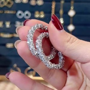 Huitan Luxury Big Hoop Earrings Full with Cubic Zirconia Sparkling Fashionable Women Circle Earrings Piercing Statement Jewelry