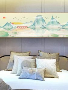 New Chinese Style Wall Decorative Painting Mountain River Ink Self Adhesive Office Room Bedside Wall Artwork Decoration
