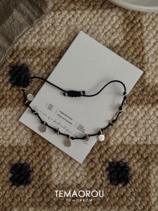 Korean Style DIY Silver Shiny Sequins Slide Hand Weaving Black Hand Cord Bracelet Womens New Fashion Alloy Gold Plated