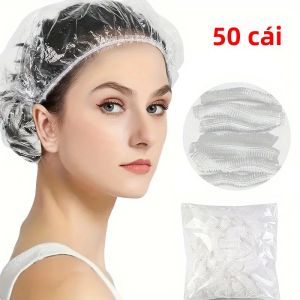 Mũ Tắm Dùng Một Lần Thân Thiện Với Môi Trường Bằng Nhựa Có Dây Thun Che Tóc Khi Nhuộm Chống Thấm Nước Dùng Cho Khách Sạn