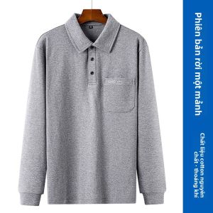 TIANJIANG | Áo Thun Tay Dài Bằng Cotton cho Người Lớn Tuổi Nam Mùa Thu