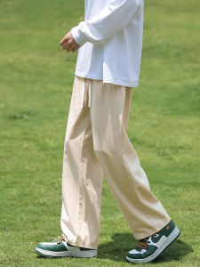 Quần Ống Rộng Bằng Vải Lanh Cotton Màu Kaki Mùa Hè Mỏng Rộng Rãi Cho Nam Quần Dài Công Sở Thường Ngày Thoải Mái Thoáng Khí