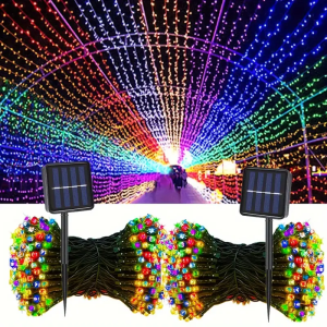 1pc 12m 100 LED Solar Lights Outdoor Waterproof 8 Modes Fairy Garland Lights Solar Powered For Home Garden Outside Party Decor