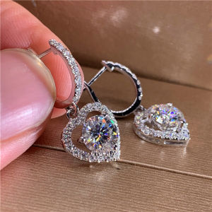 Huitan High Quality Heart Earrings with AAA CZ Stone Timeless Style Fancy Women Accessories Aesthetic Earrings Eternity Jewelry