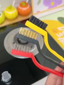 3pcs Gas Stove Cleaning Wire Brush Kitchen Tools Metal Fiber Brush Strong Decontamination 3pcs Set
