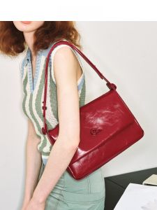 MUVA Autumn Winter Large Capacity Leather Tote Bag Womens Commuter Red Wedding Bag Crossbody Single Shoulder Bag New 2023