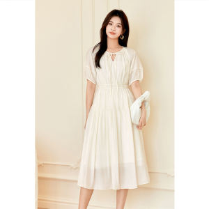SEIFINI | White Gentle Style Straight Midi Dress