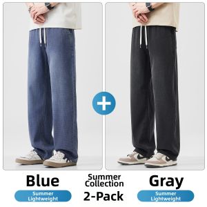 Paul Frank | Corded Drawstring Casual Jeans Lightweight Loose Straight Wide-leg Trousers