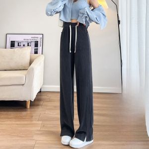 LANGPIN | High Waist Knitted Casual Pants Womens Loose Wide Leg Sports Trousers Spring Autumn Style Casual High Waist Pants